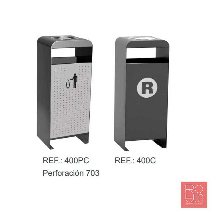 Paperera Metàl·lica Hèlix frontal de fusta